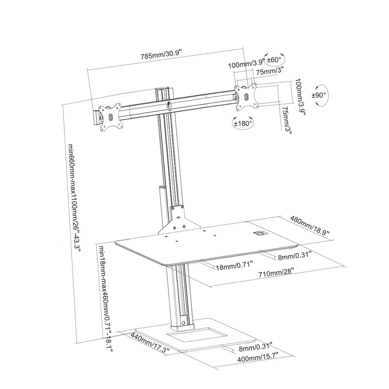 SIT-STAND TABLETOP CONVERTER